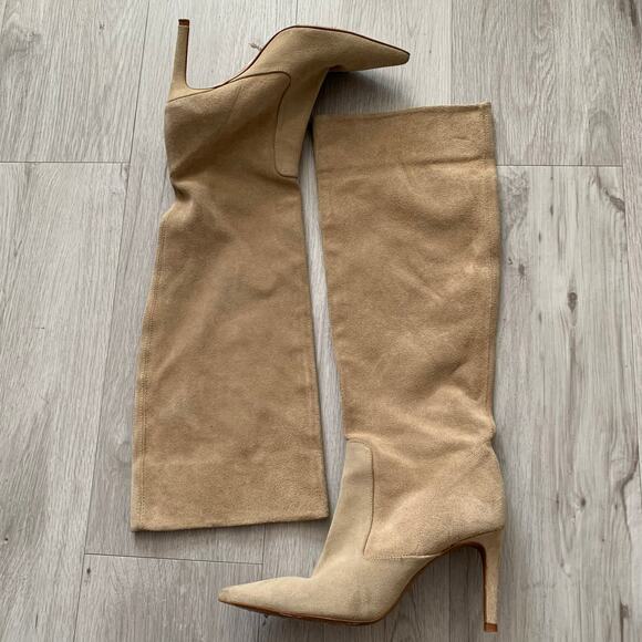 Zara Shoes - Zara Suede Leather Knee Boots Size 39